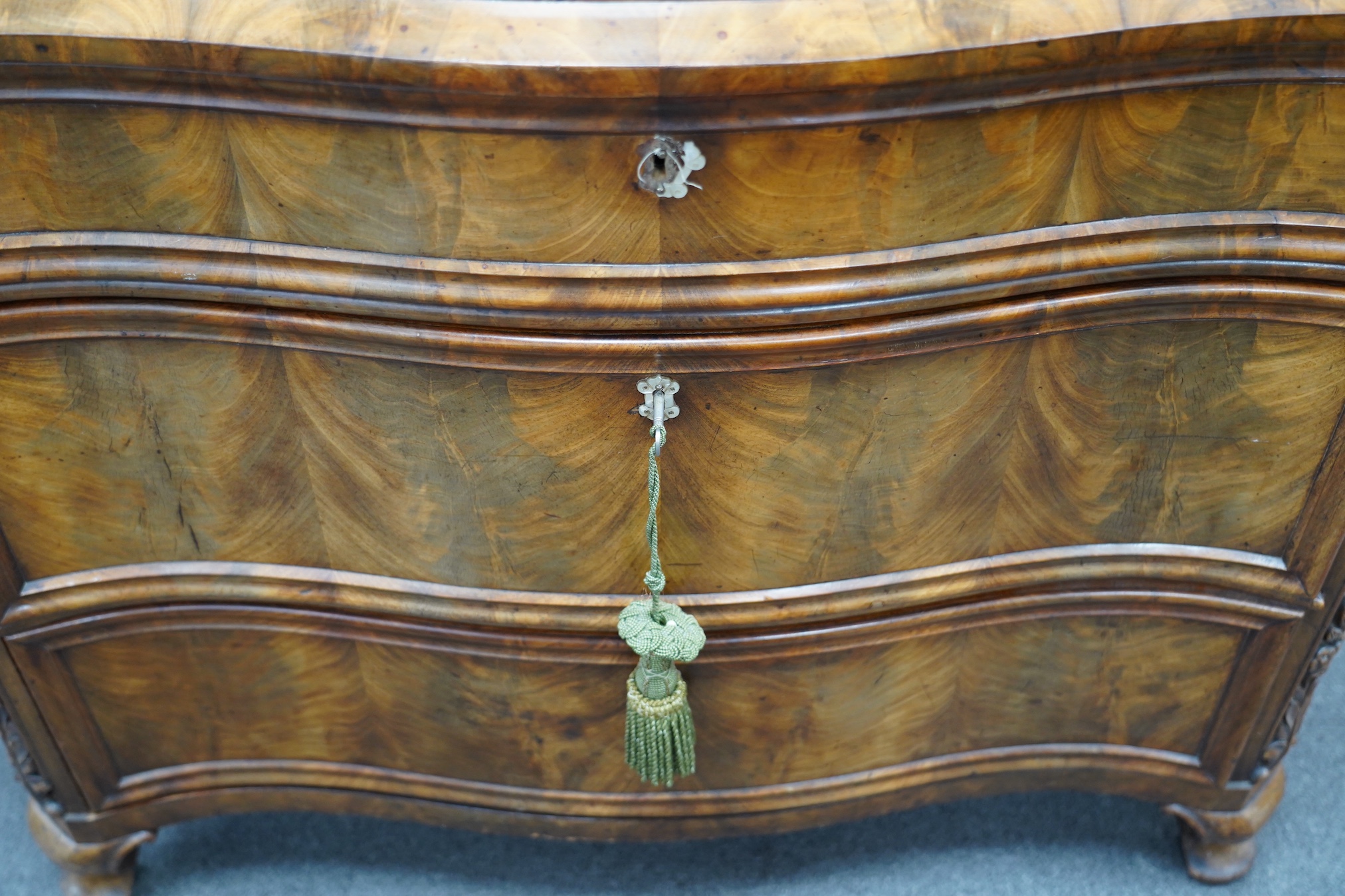 A 19th century French commode, width 96cm, depth 49cm, height 93cm. Condition - fair